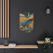 Folk Whale Moonlit Ocean Wall Art & Canvas Print