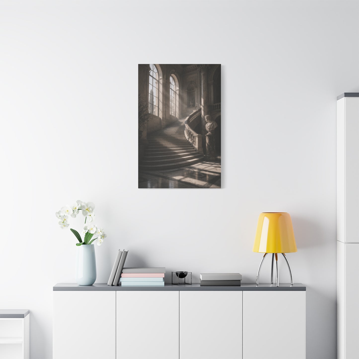 Sunlit Italian Palazzo Staircase Wall Art & Canvas Print