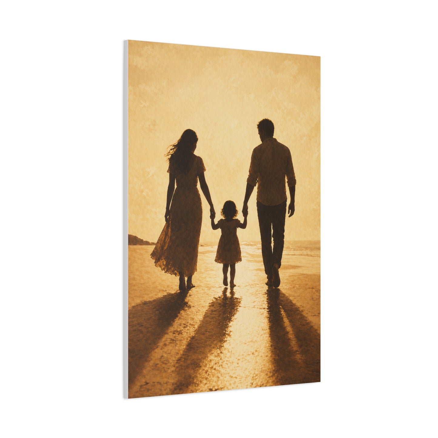 Golden Family Silhouette Sunset Wall Art & Canvas Print