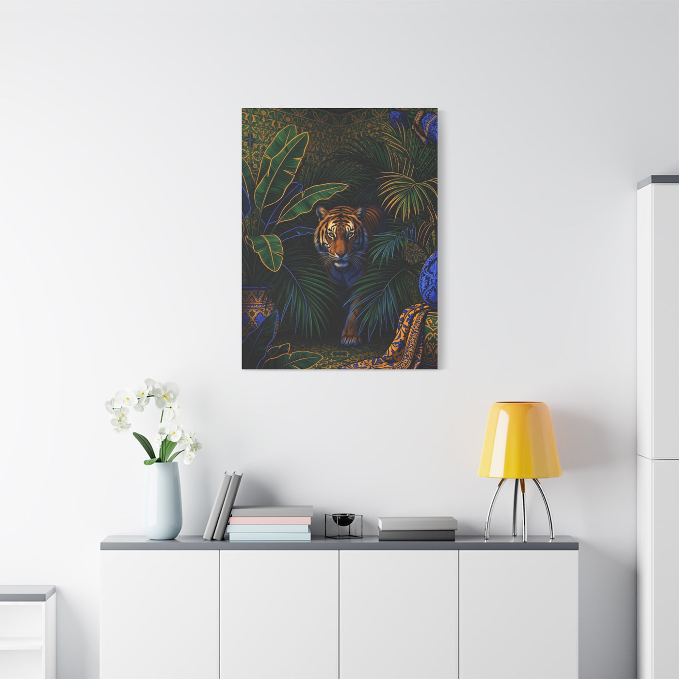 Exotic Tiger Jungle Interior Tropical Wall Art & Canvas Print