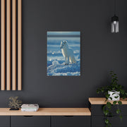 Arctic Fox Snow Minimal Portrait Wall Art & Canvas Print