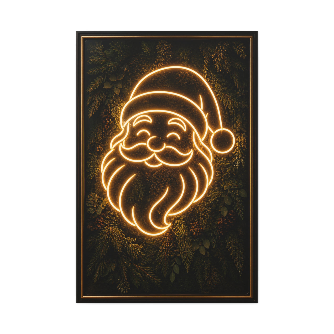 Amber Neon Santa Botanical Wall Art & Canvas Print