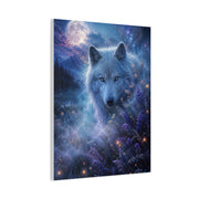 Moonlit White Wolf Portrait Wilderness Scene Wall Art & Canvas Print
