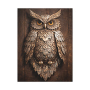 Rustic Metal Owl Sculpture Wall Art & Canvas Print