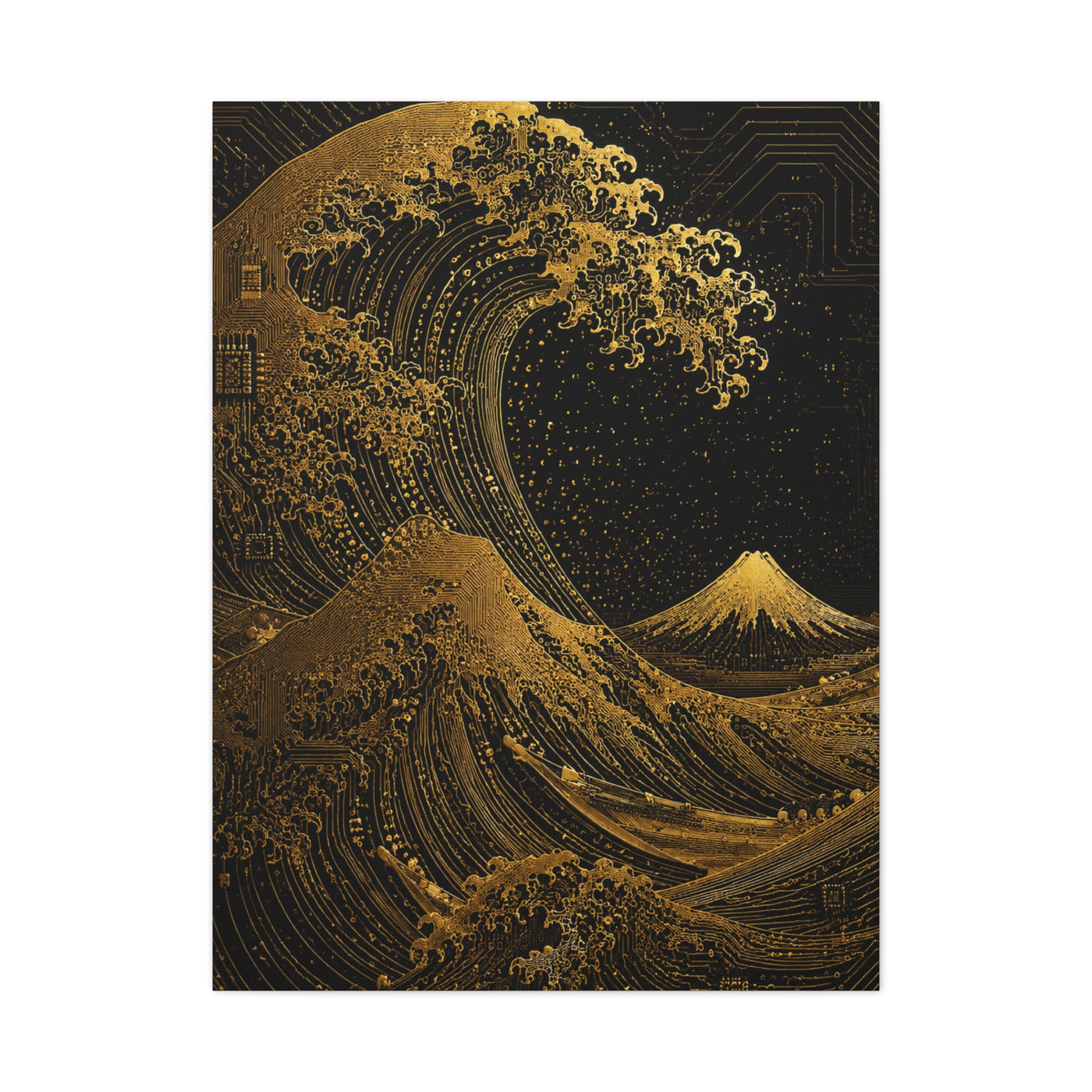 Neo-Tech Golden Wave Fusion Wall Art & Canvas Print