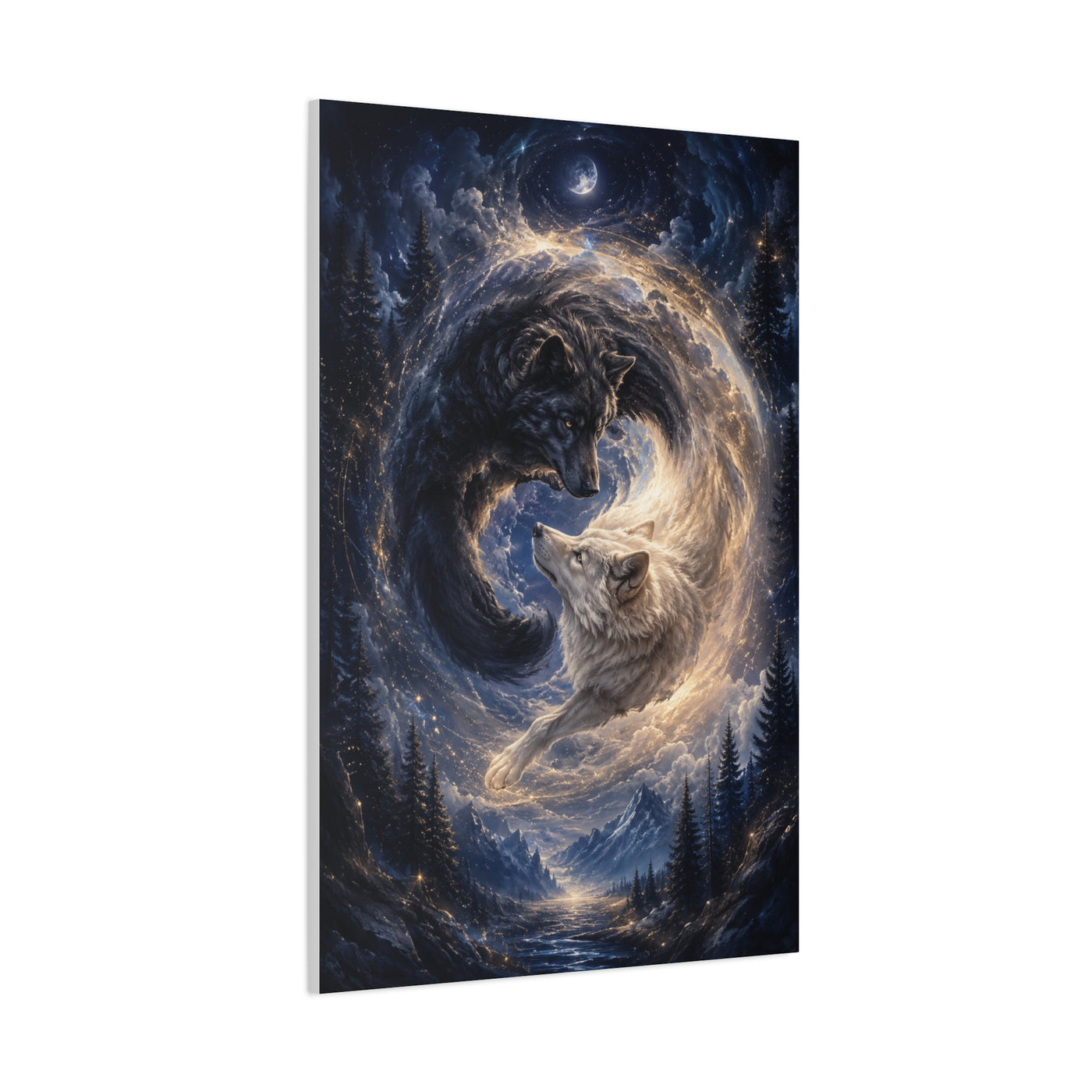 Celestial Wolf Pair Energy Vortex Wall Art & Canvas Print