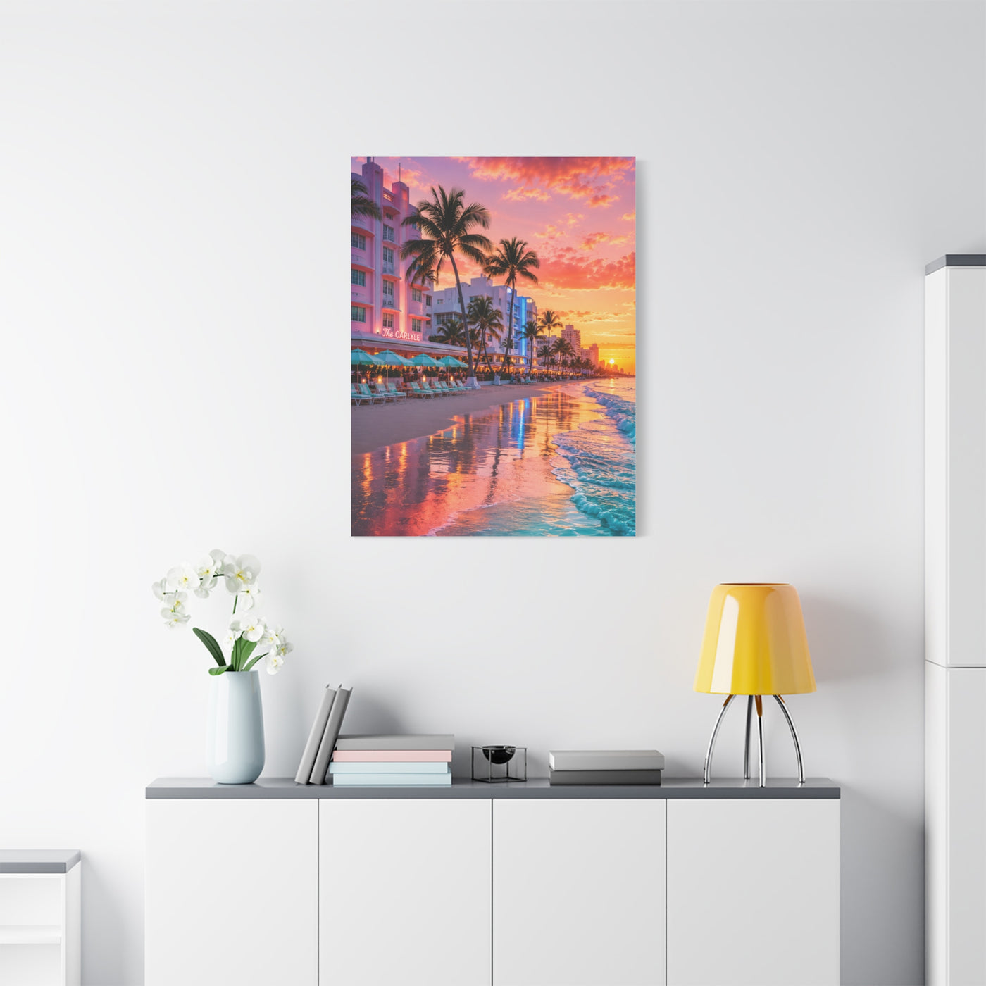 Miami Beach Art Deco Sunset Wall Art & Canvas Print