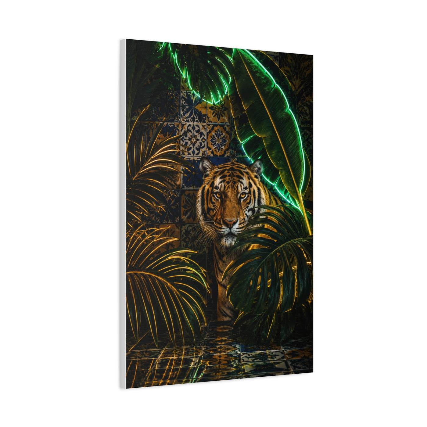 Neon Jungle Tiger Luxe Statement Tropical Wall Art & Canvas Print