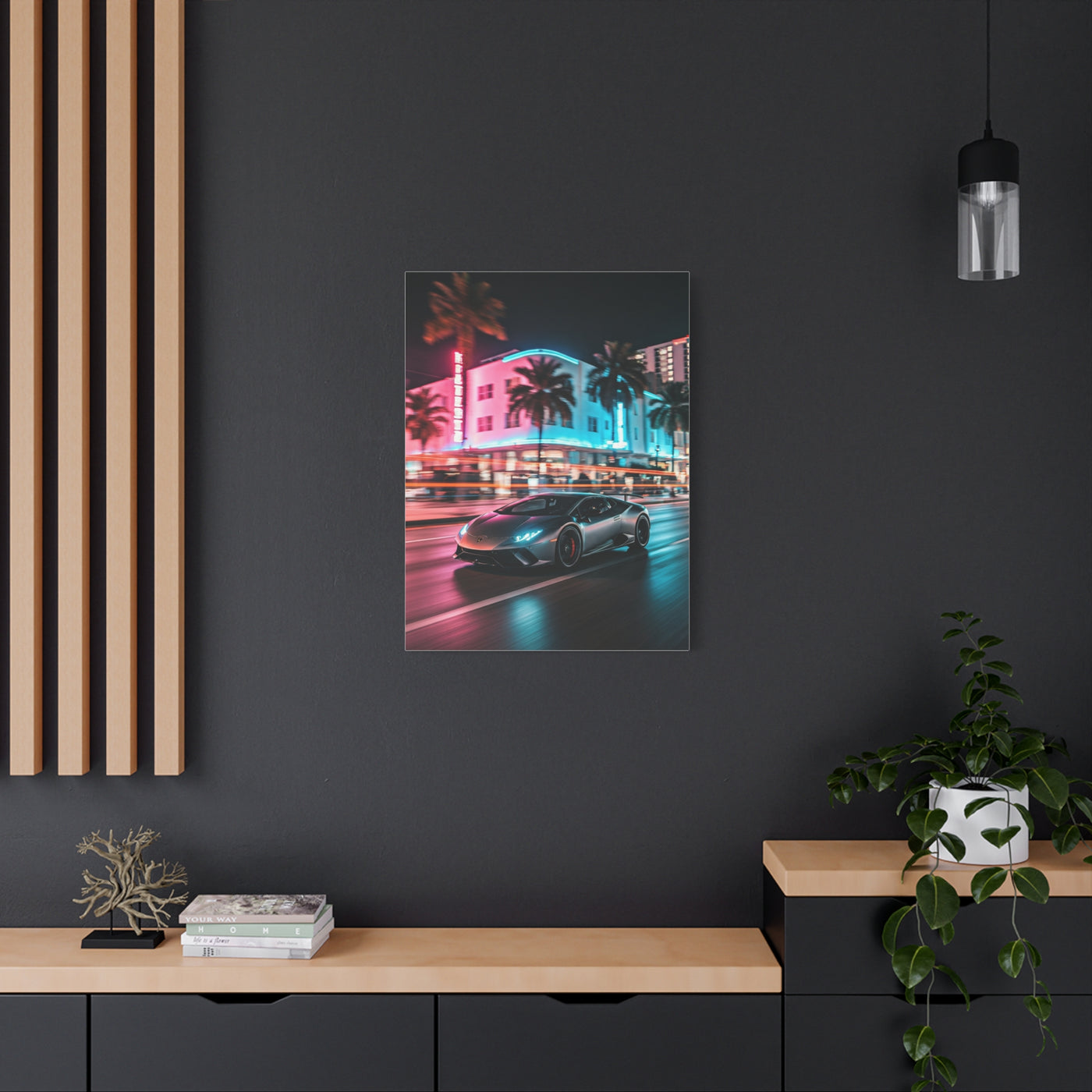 Lamborghini Huracán Neon Miami Nights Wall Art & Canvas Prints