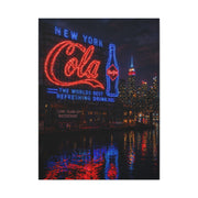 Neon Waterfront Skyline Cola Sign Wall Art & Canvas Print