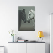 Dual Horse Contrast Portrait Wall Art & Canvas Print