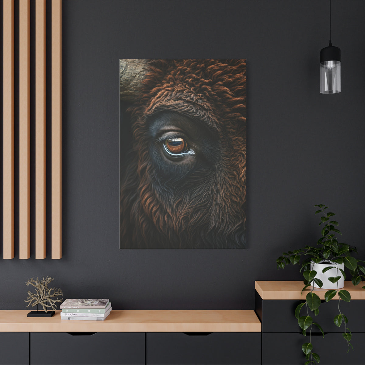 Macro Bison Eye Reflection Portrait Wall Art & Canvas Print