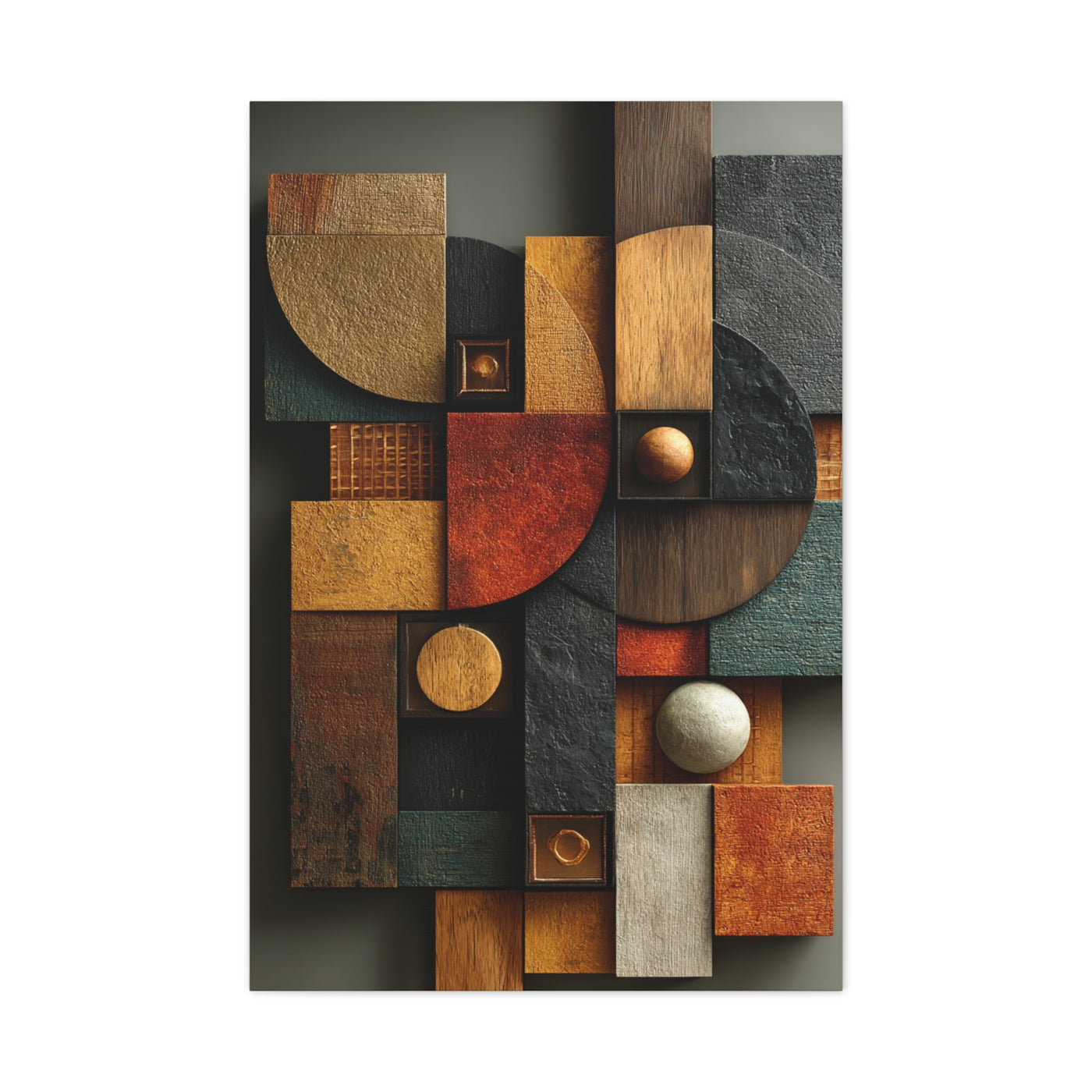 Sculptural Geometric Panel Abstract Wall Art & Canvas Print