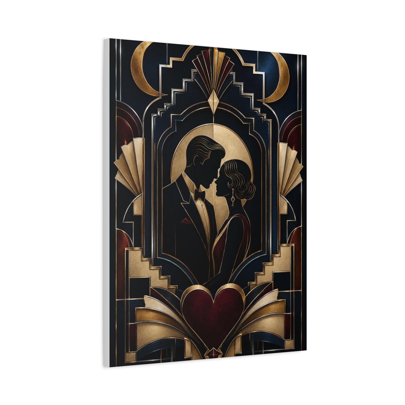 Neo-Deco Midnight Lovers Silhouette Wall Art & Canvas Print