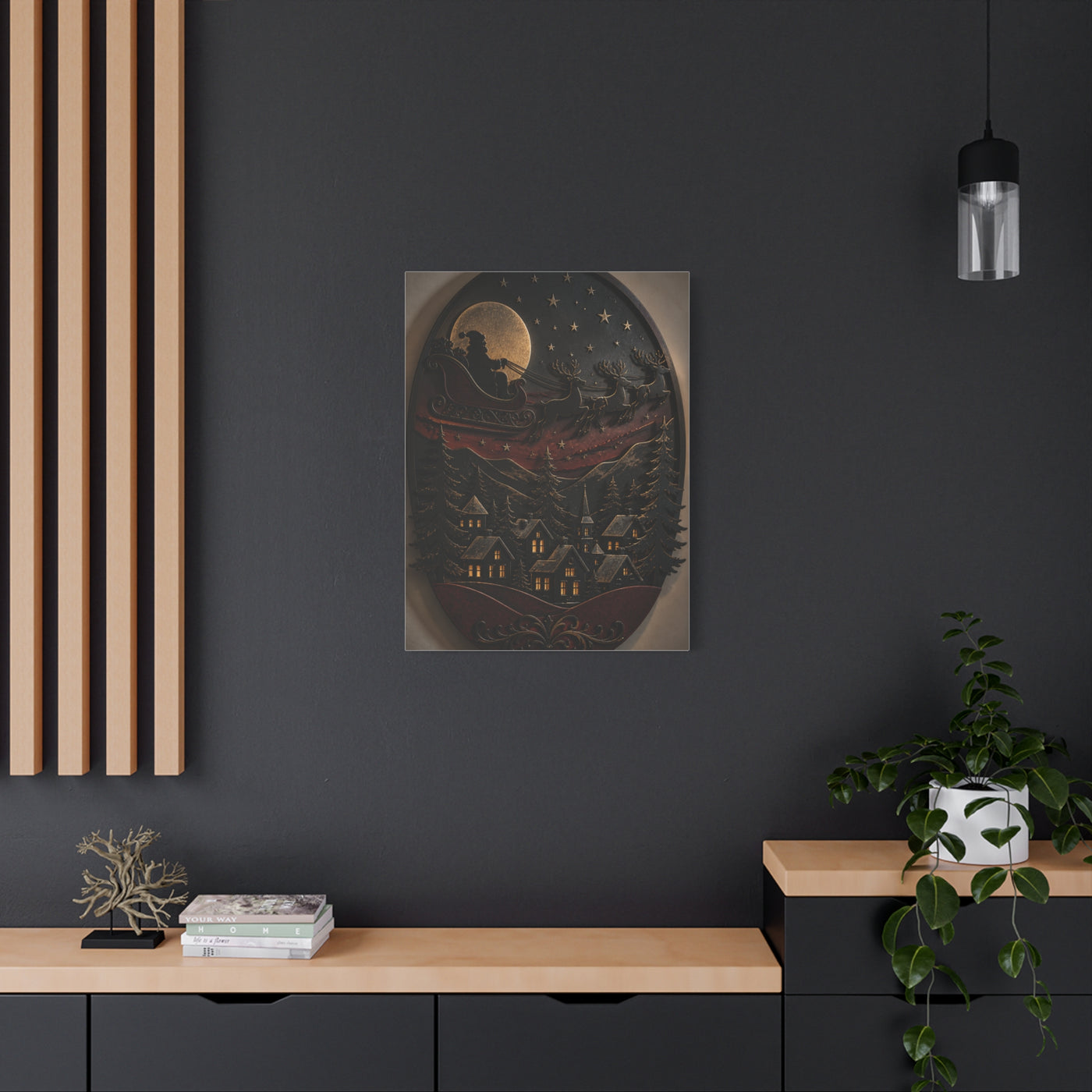 Layered Metal Santa Sleigh Village Wall Art & Canvas Print