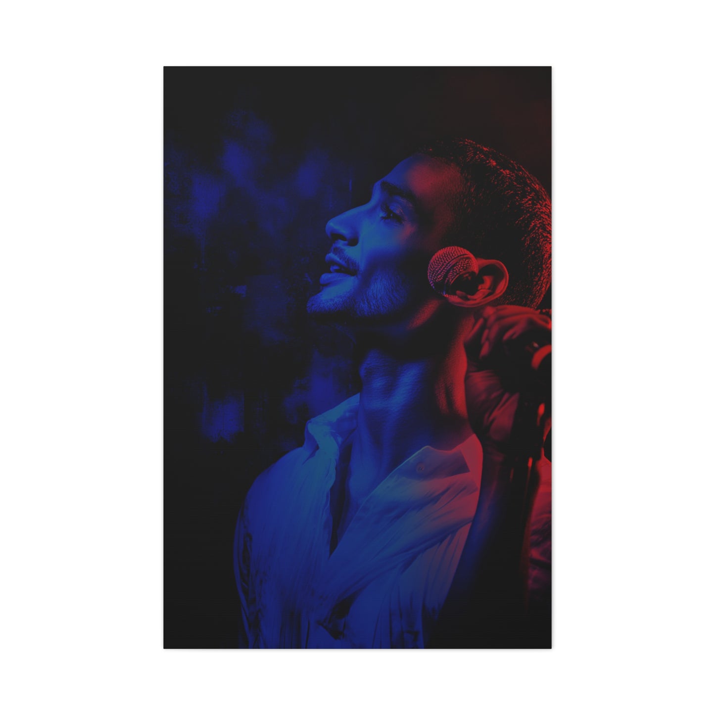 Monochrome Singer Stage Light Portrait Wall Art & Canvas Print