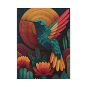 Mexican Hummingbird Sun Disc Folk Wall Art & Canvas Print