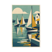 Geometric Harbor Sailboats Wall Art & Canvas Print
