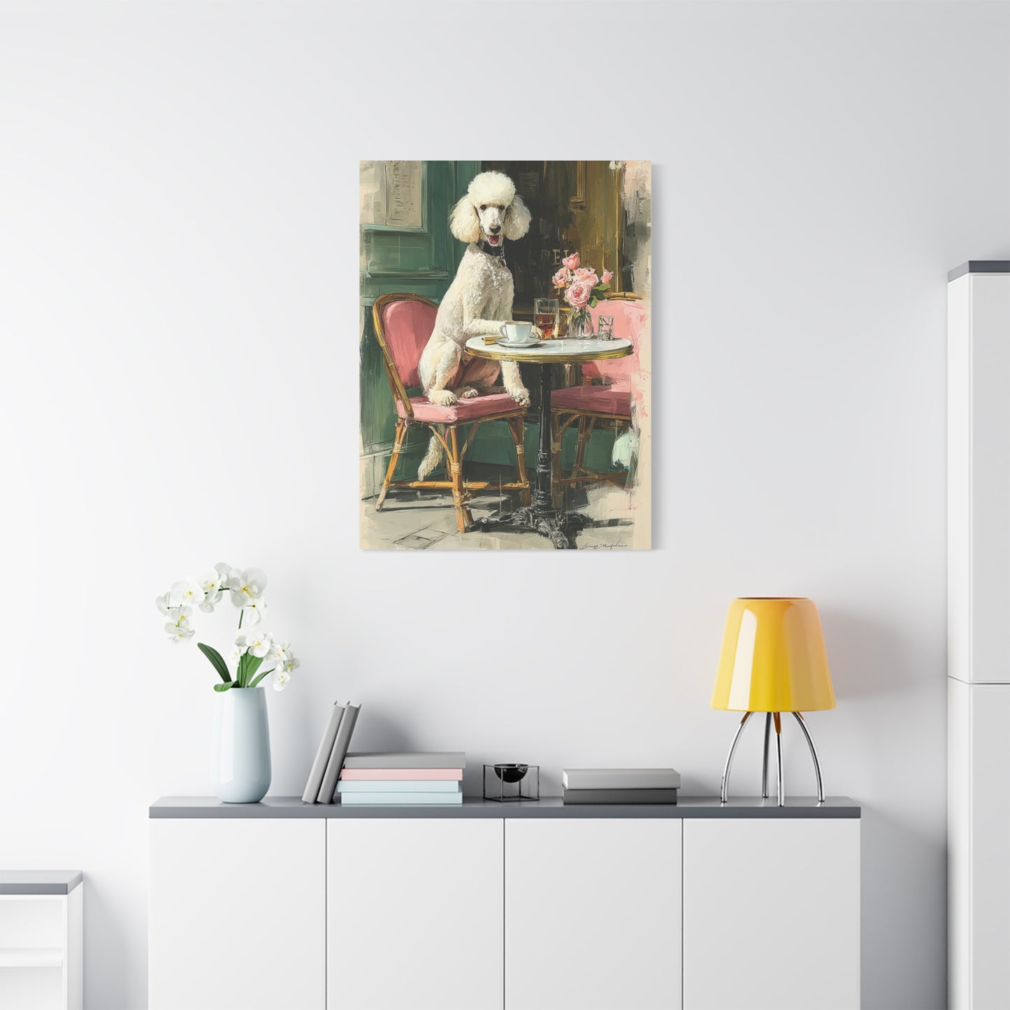 Paris Café Poodle Portrait Wall Art & Canvas Print