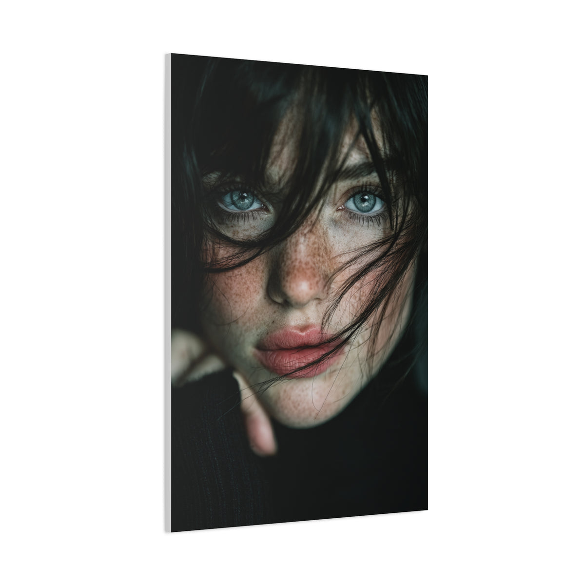 Wind-Swept Freckled Muse Portrait Wall Art & Canvas Print