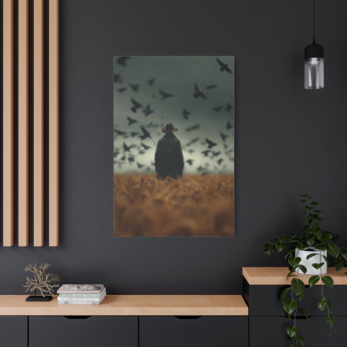 Scarecrow and Crows Autumn Field Wall Art & Canvas Print