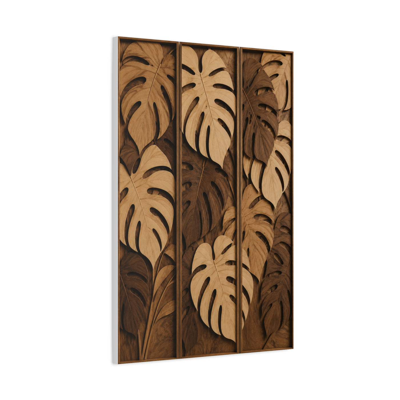 Layered Monstera Wood Panel Tropical Wall Art & Canvas Print