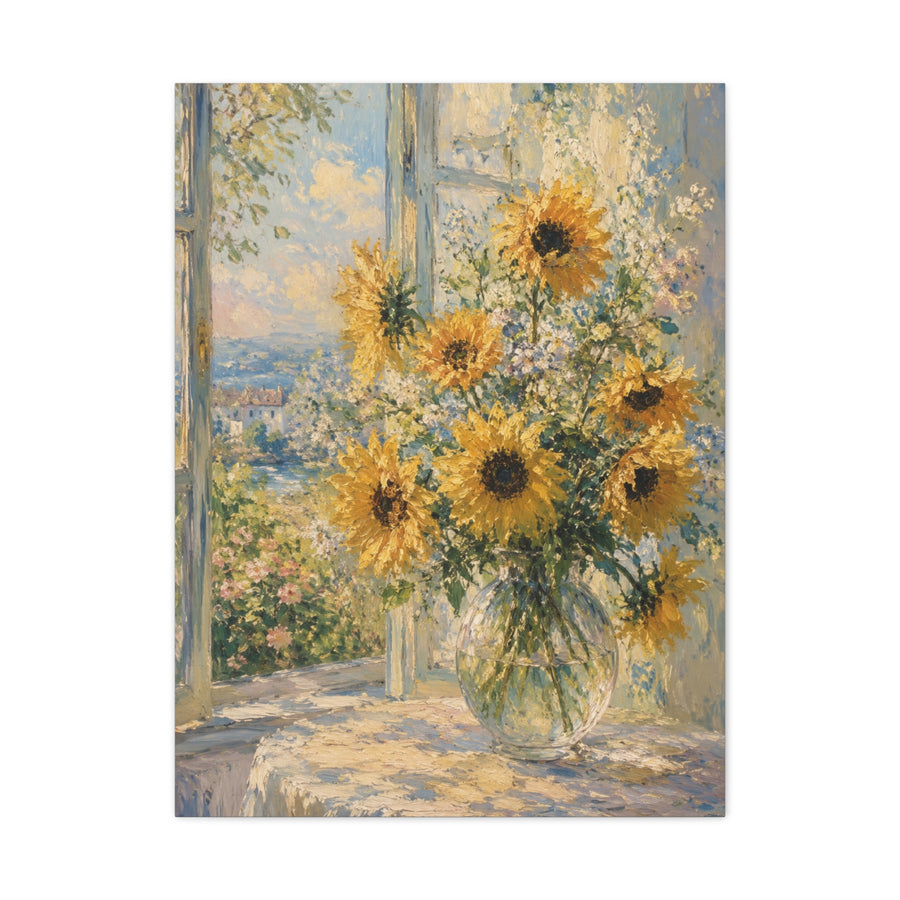 Sunlit Window Sunflower Still Life Wall Art & Canvas Print