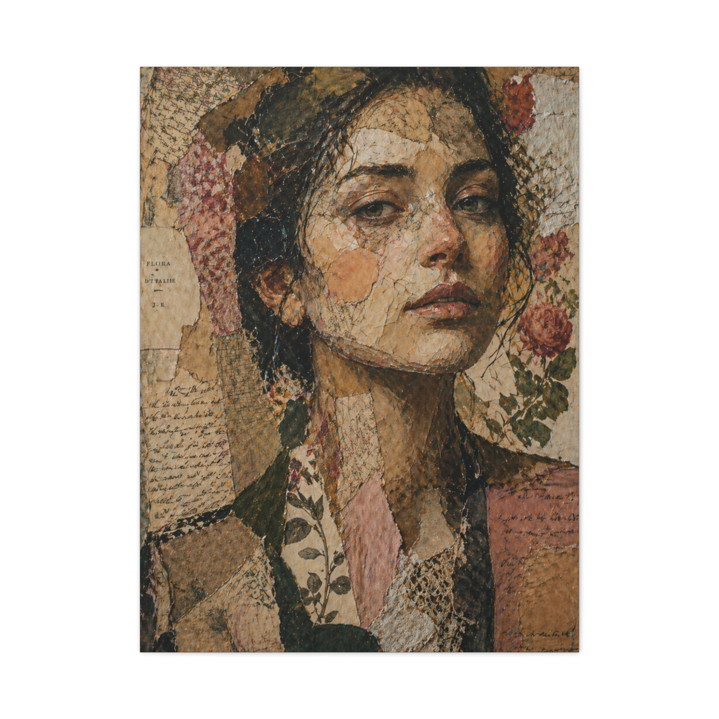 Mixed-Media Feminine Portrait Collage Wall Art & Canvas Print