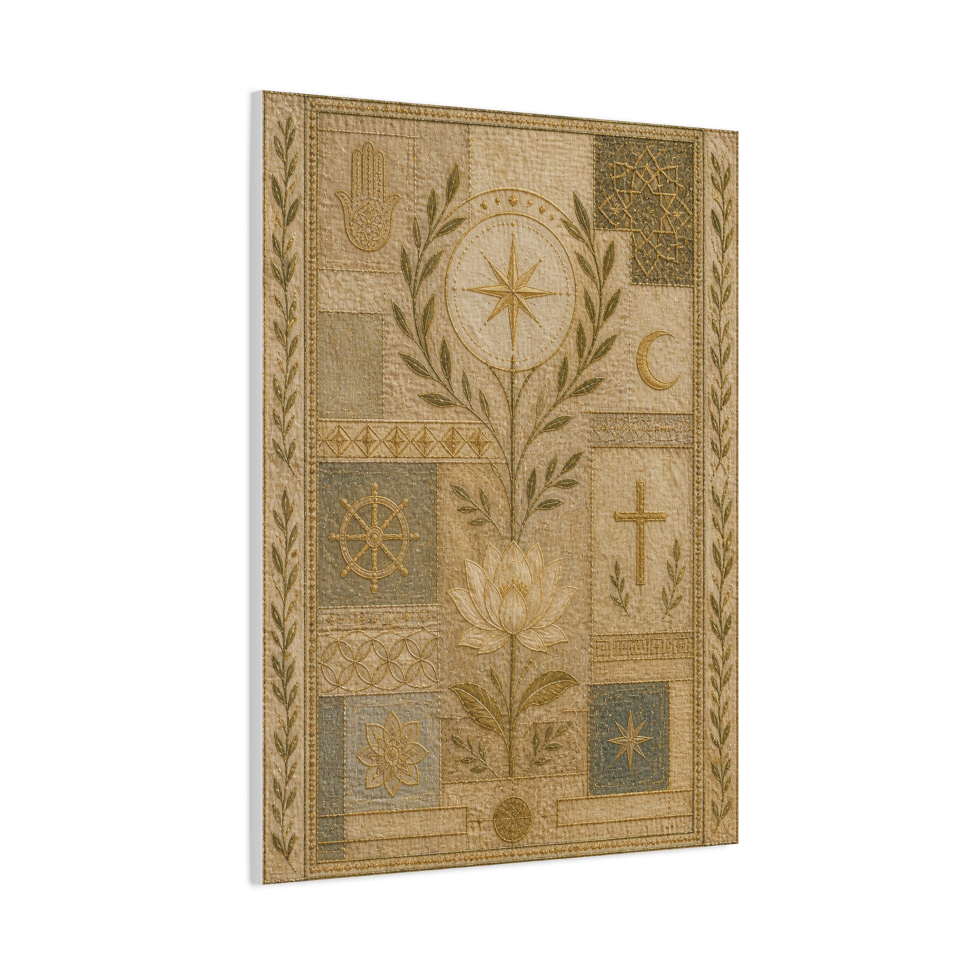 Interfaith Sacred Symbol Textile Wall Art & Canvas Print