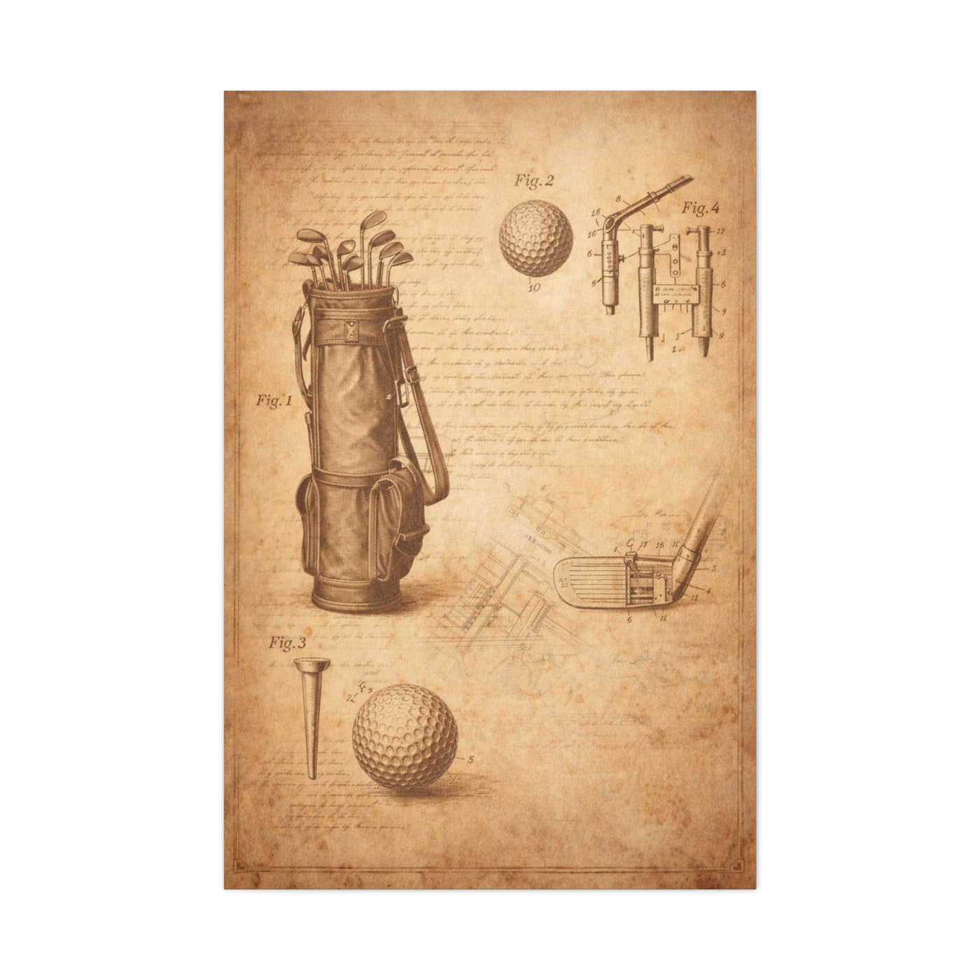 Vintage Golf Equipment Patent Study Wall Art & Canvas Print