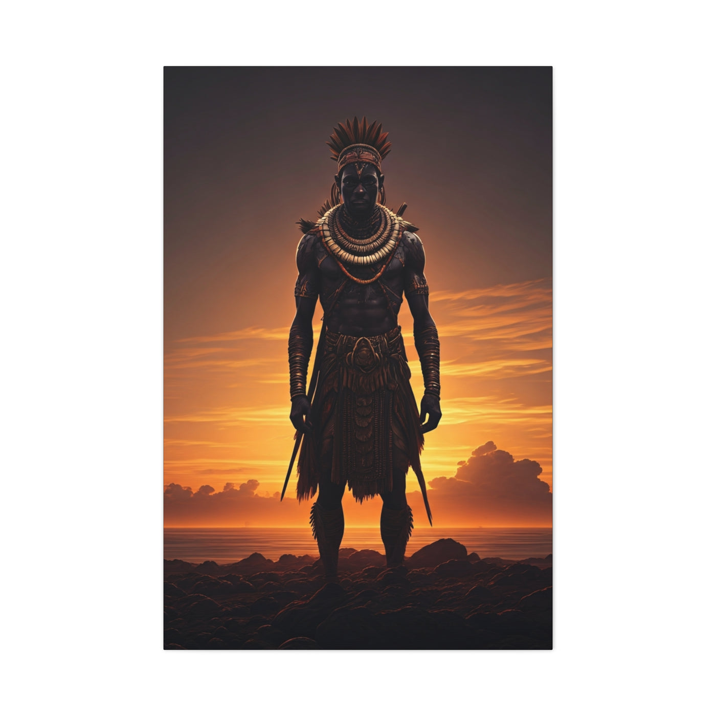 Sunset Warrior Silhouette Wall Art & Canvas Prints