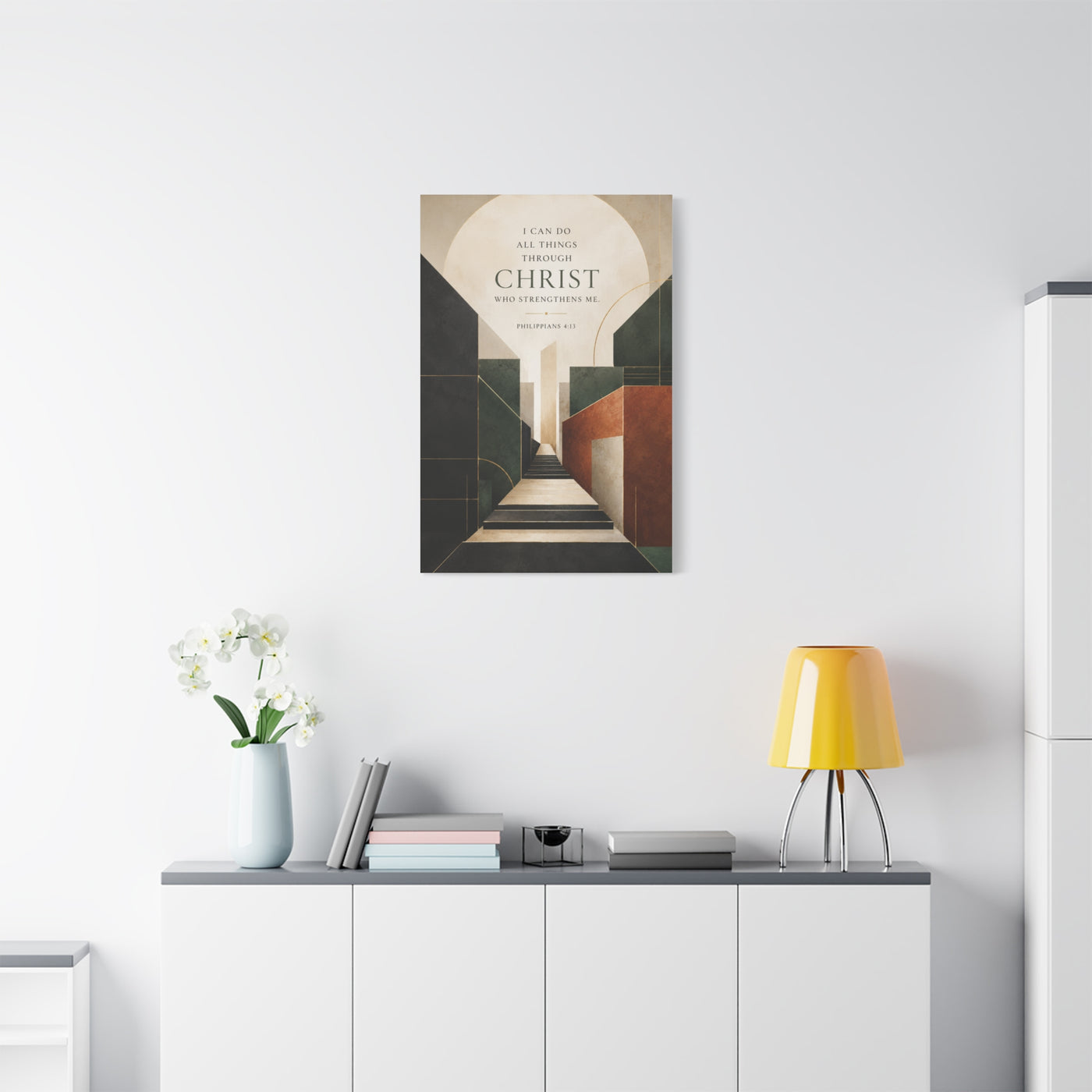 Philippians 4:13 Geometric Path Scripture Wall Art & Canvas Print