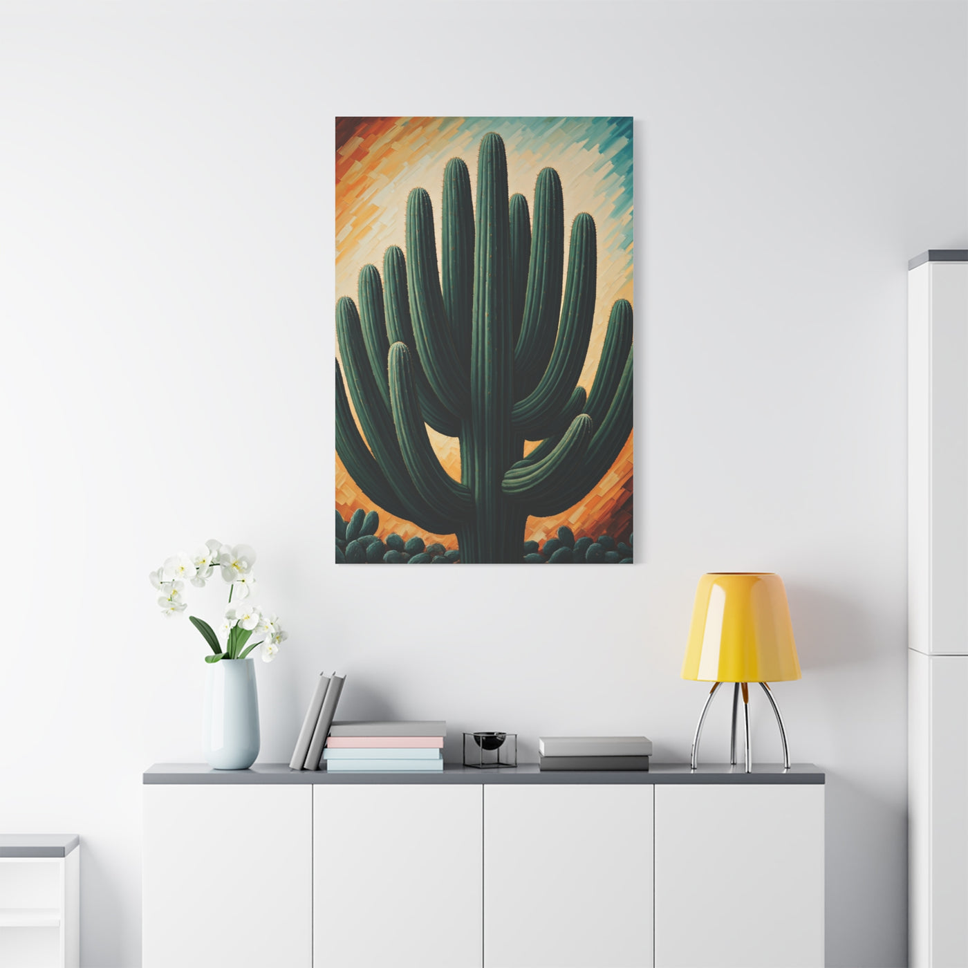 Textured Desert Saguaro Illustration Wall Art & Canvas Prints