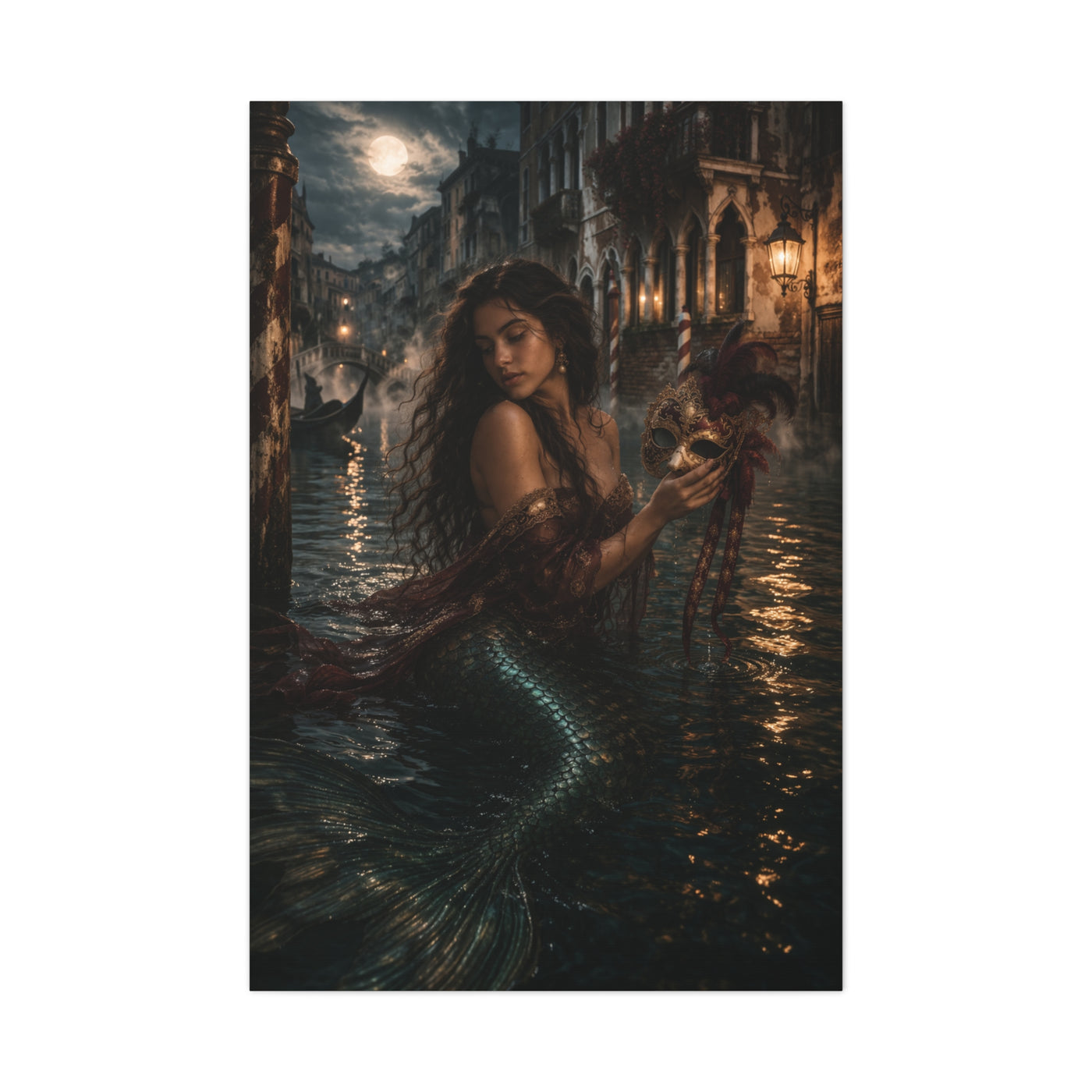 Venetian Moonlight Mermaid Mystery Wall Art & Canvas Print