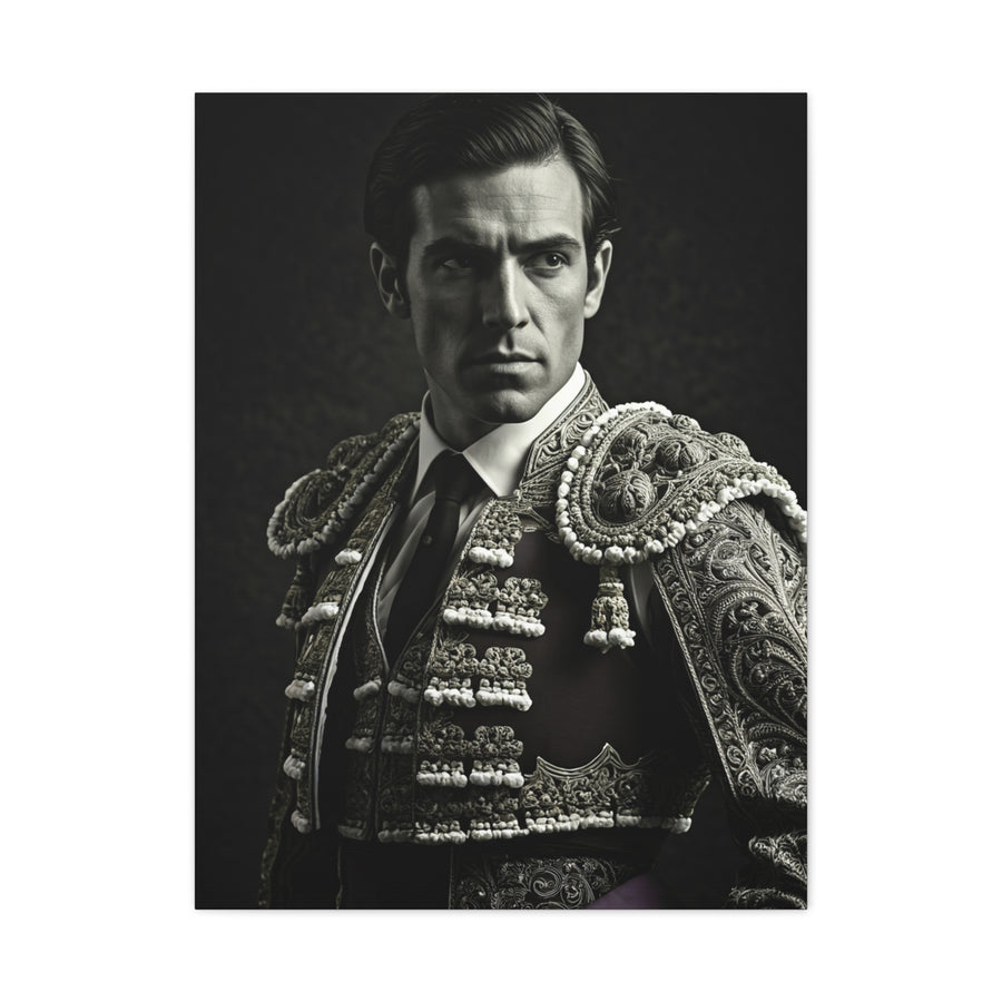 Stoic Warrior in Armor Black & White Wall Art & Canvas Prints