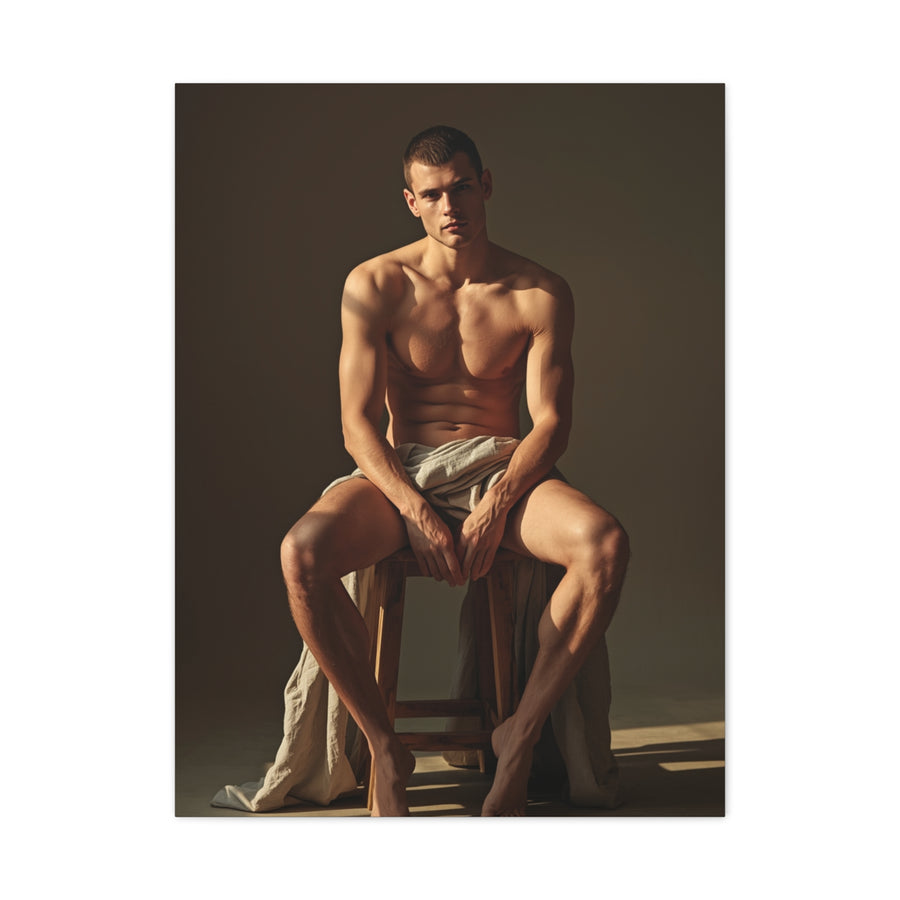 Masculine Seated Figure Study Wall Art & Canvas Print