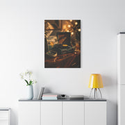 Retro Record Player Lounge Scene Wall Art & Canvas Print