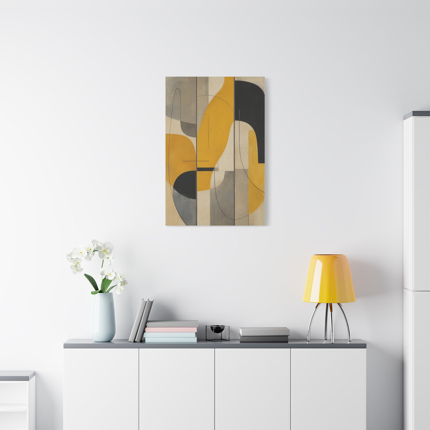 Organic Flow Mustard Curve Abstract Wall Art & Canvas Print
