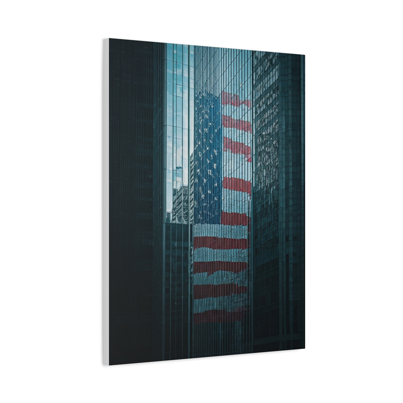 Urban Skyline Patriot Flag Reflection Wall Art & Canvas Prints
