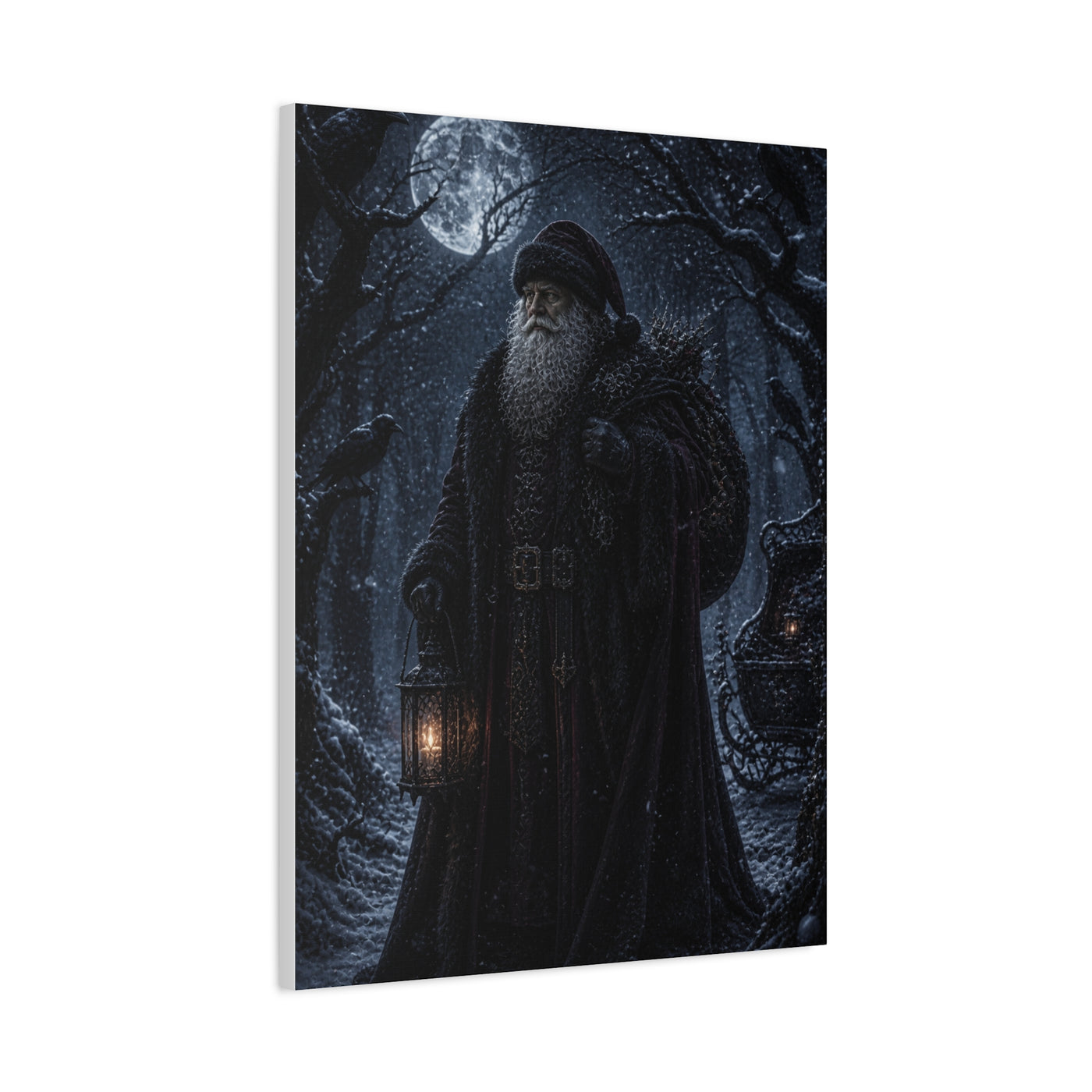 Gothic Moonlit Santa Forest Wall Art & Canvas Print