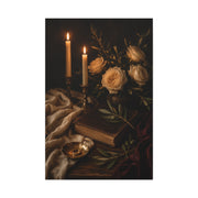Romantic Candlelit Rose Still Life Wall Art & Canvas Print