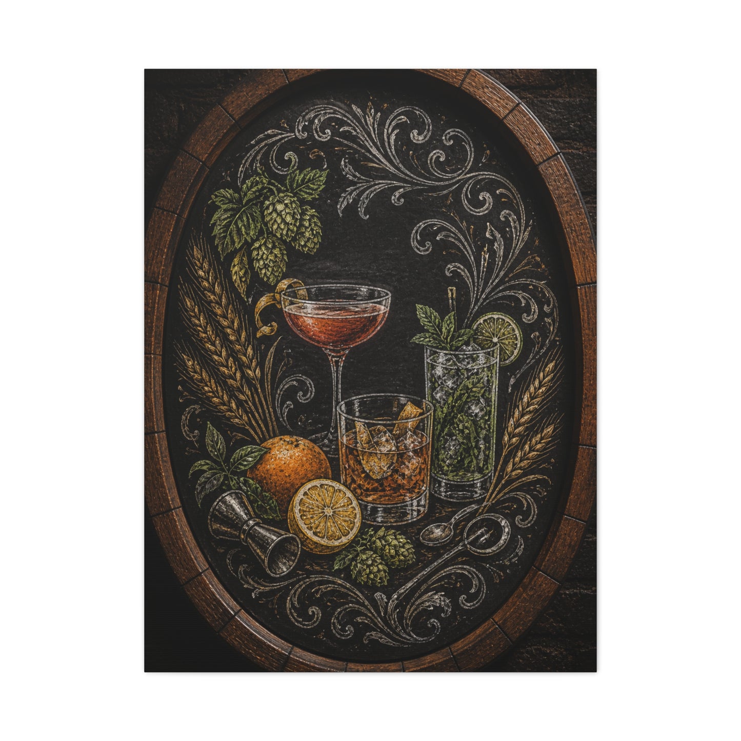 Chalkboard Cocktail Illustration Wall Art & Canvas Print