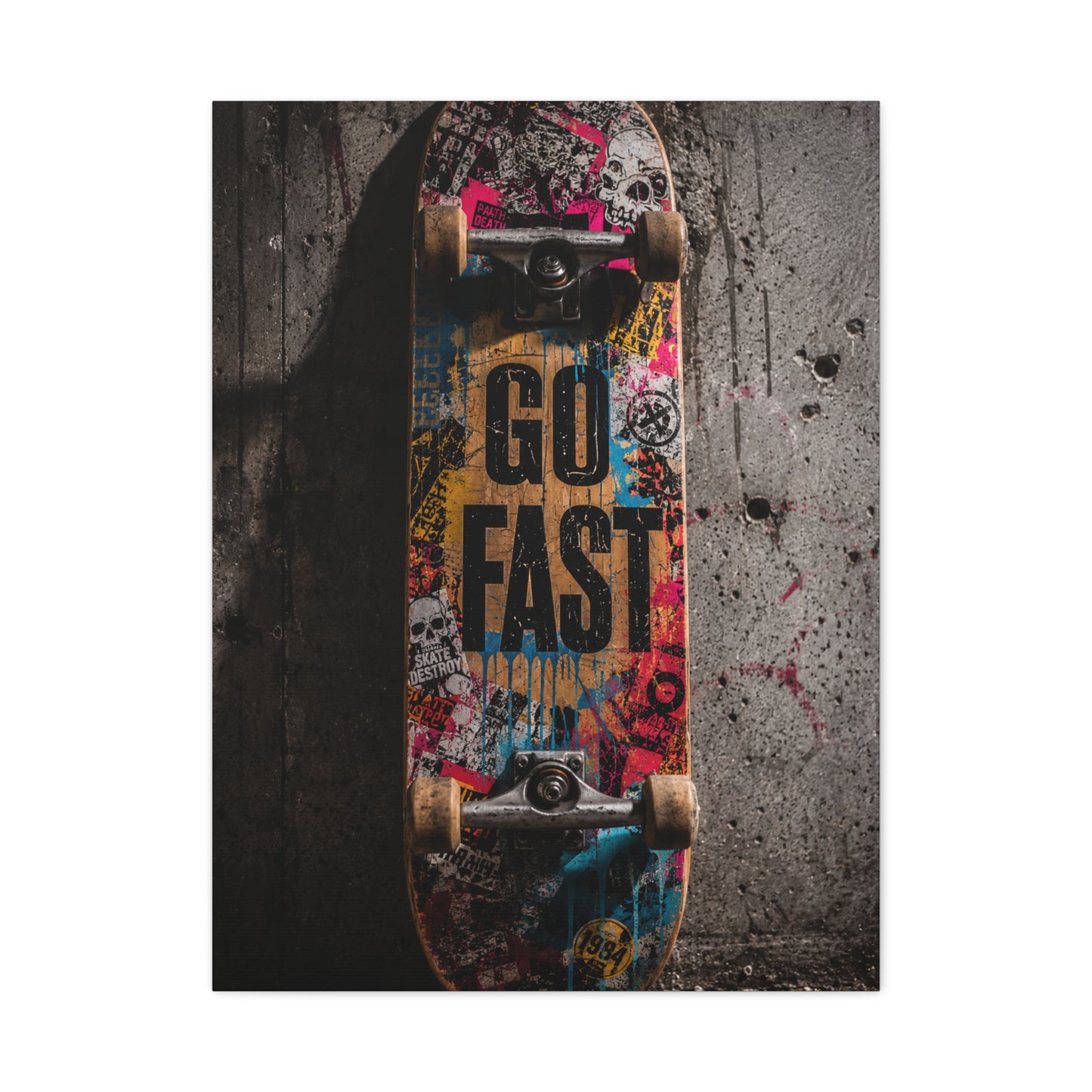 Go Fast Skateboard Street Wall Art & Canvas Print