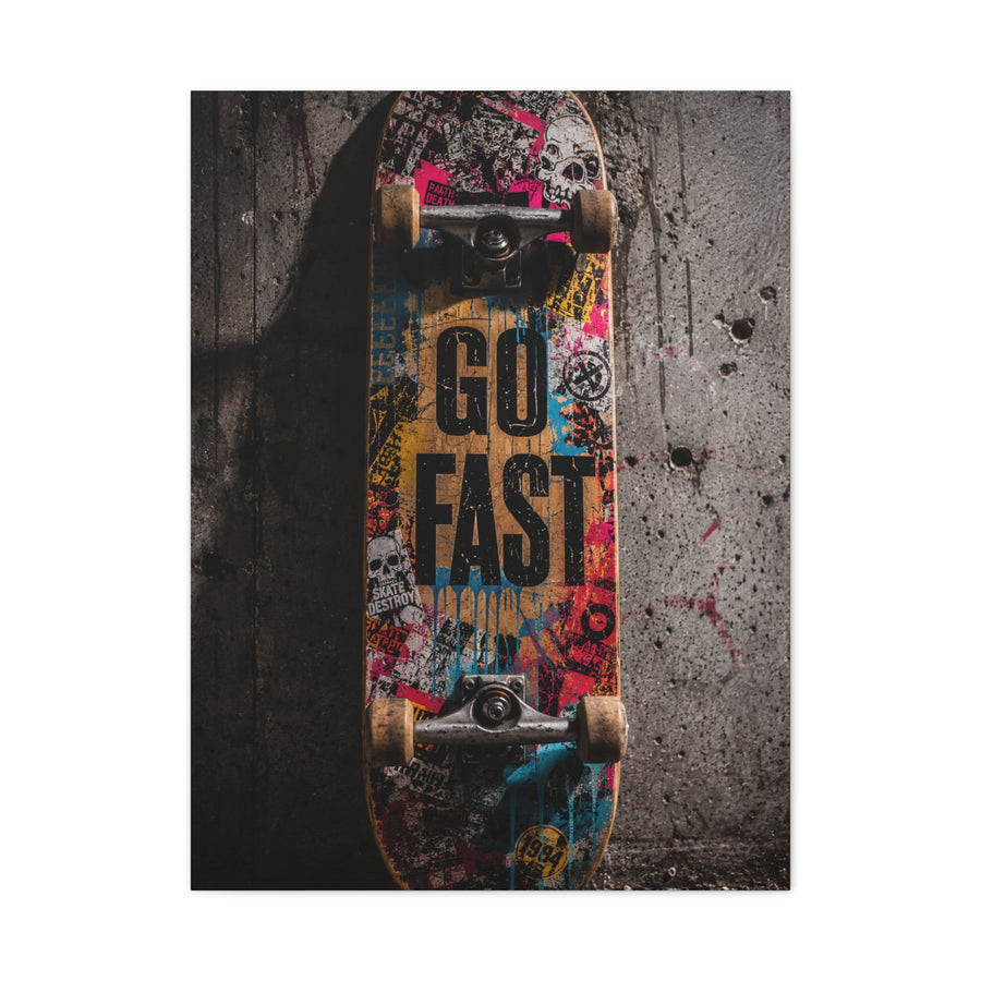 Go Fast Skateboard Street Wall Art & Canvas Print