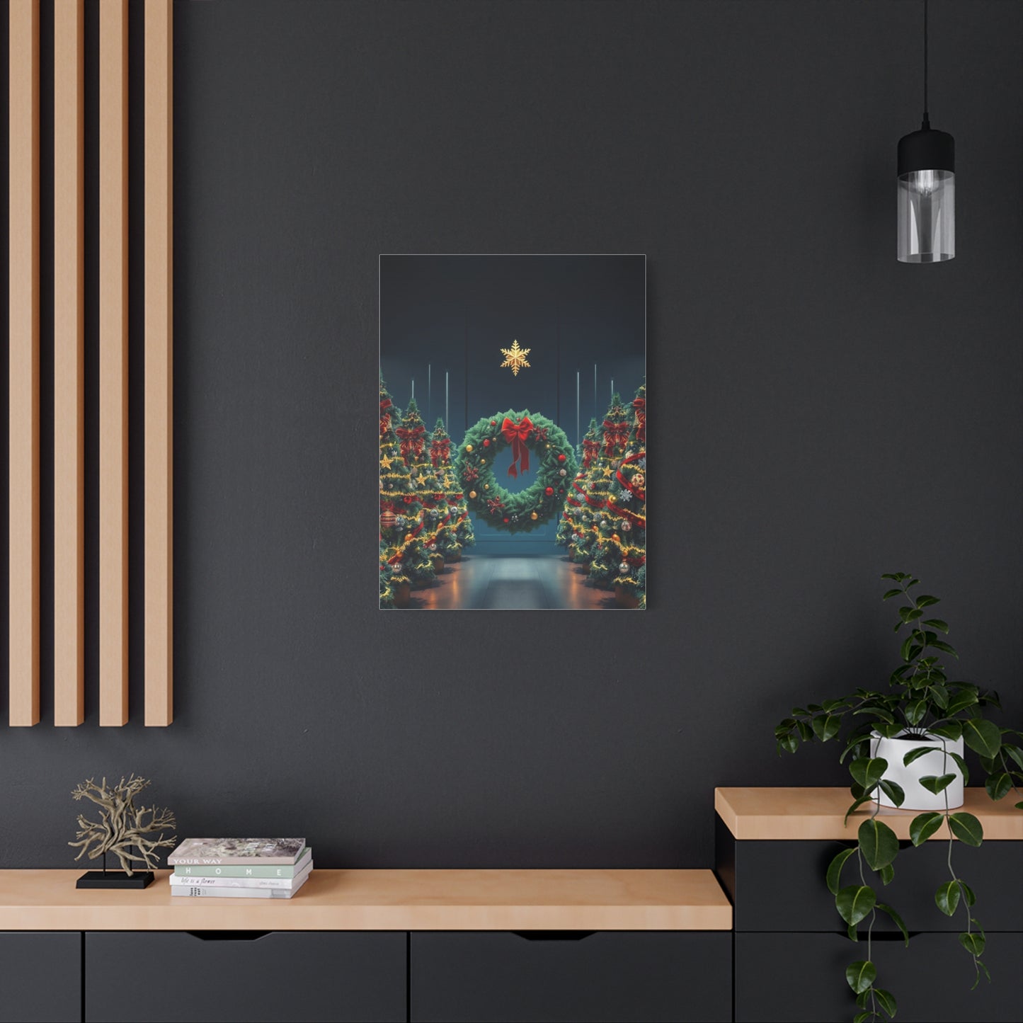 Christmas Trees & Wreath Art Luxury Canvas Wall Art & Canvas Print
