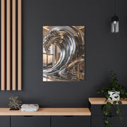 Luxury Chrome Wave Sculpture Interior Wall Art & Canvas Print