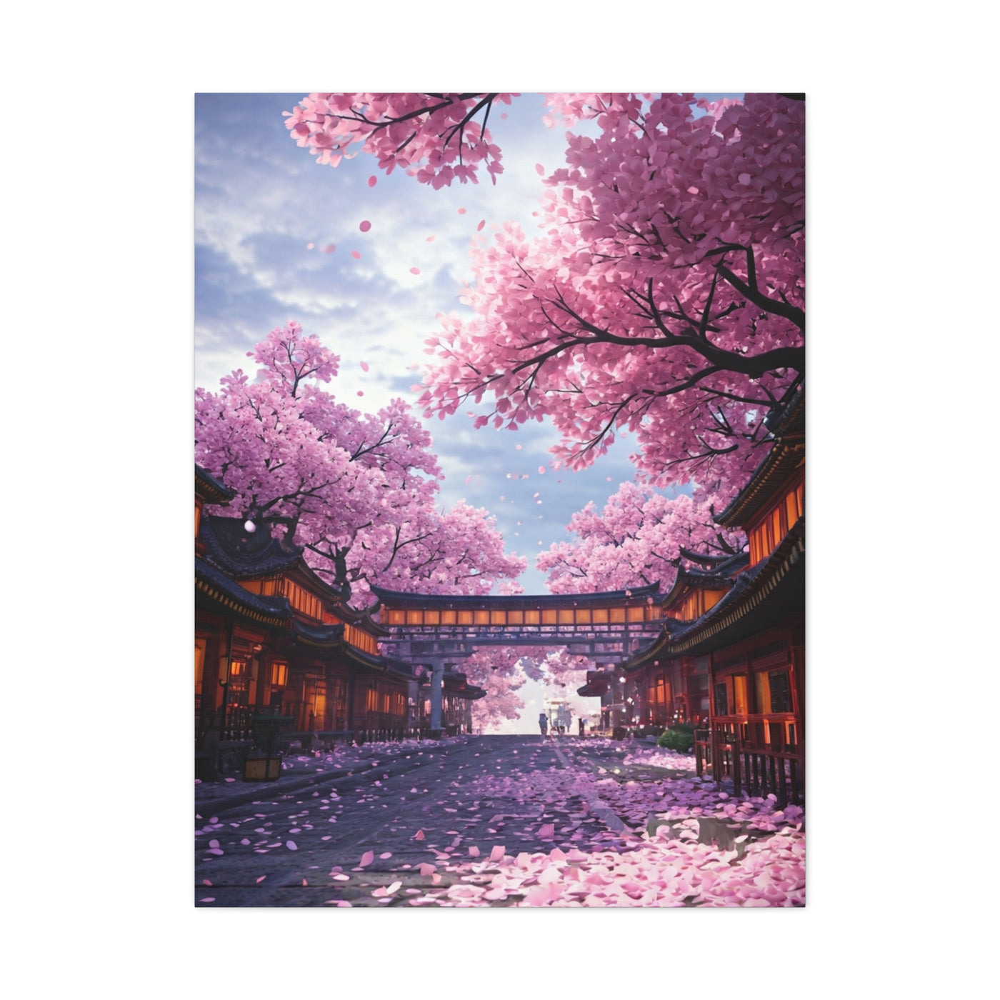 Cherry Blossom Street Wall Art & Canvas Print