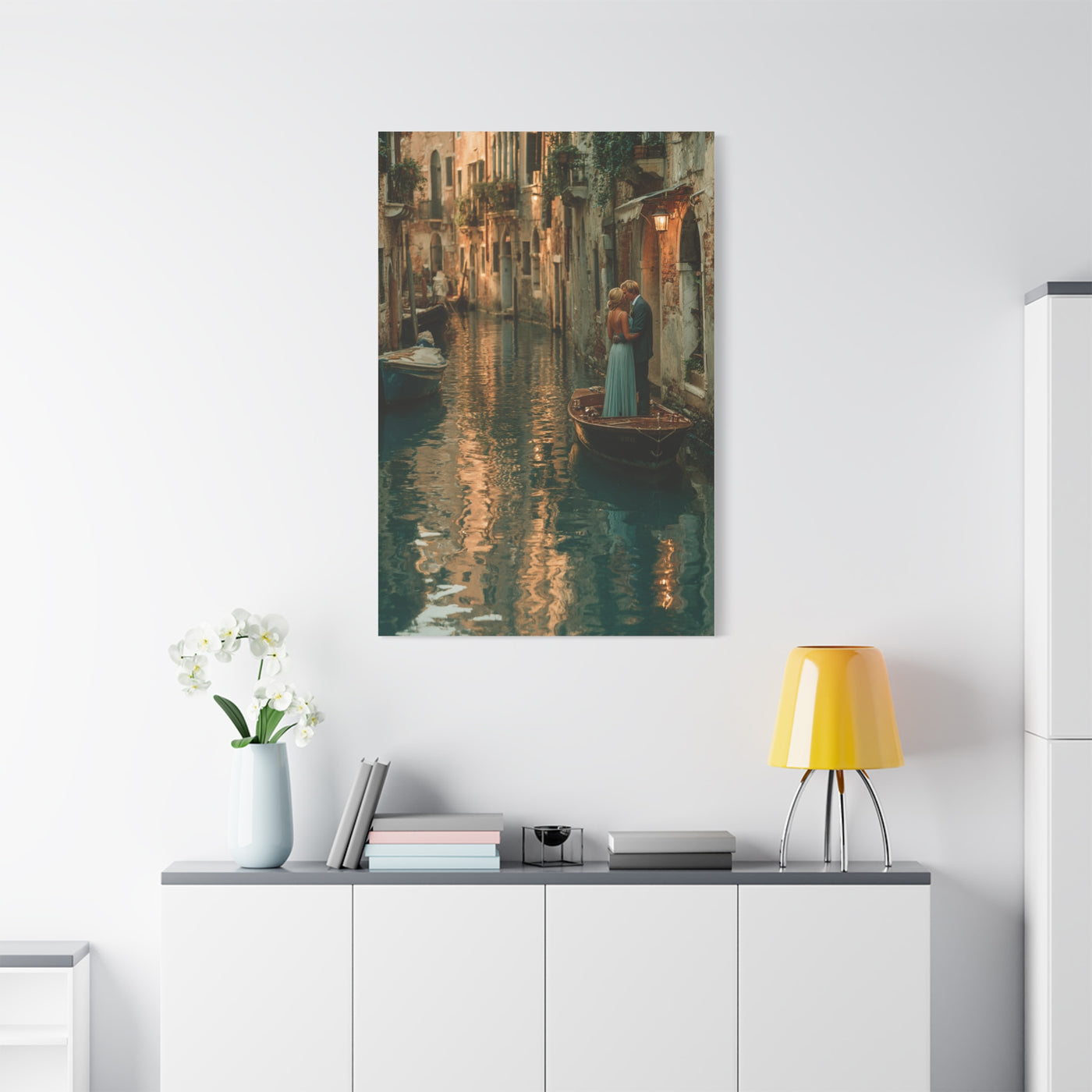 Venetian Canal Romance Couple Wall Art & Canvas Print