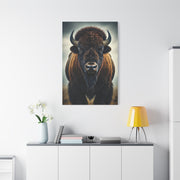 Symmetrical American Bison Portrait with Dramatic Overcast Lighting Wall Art & Canvas Print
