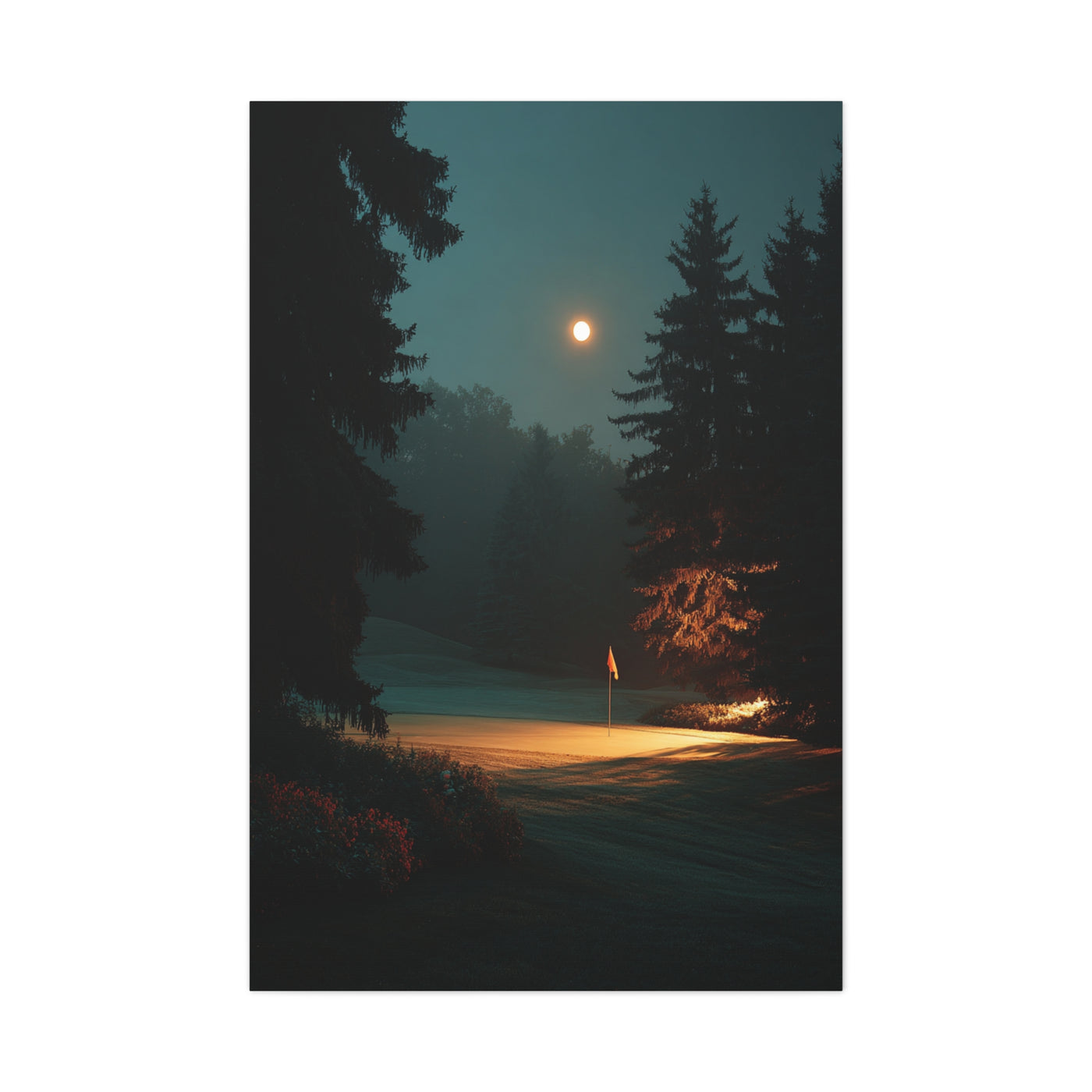 Moonlit Golf Green Cinematic Wall Art & Canvas Print